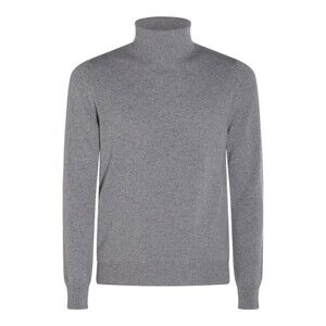 Malo Fine-Knit Grey Turtleneck Sweater With Ribbed Details - NWT